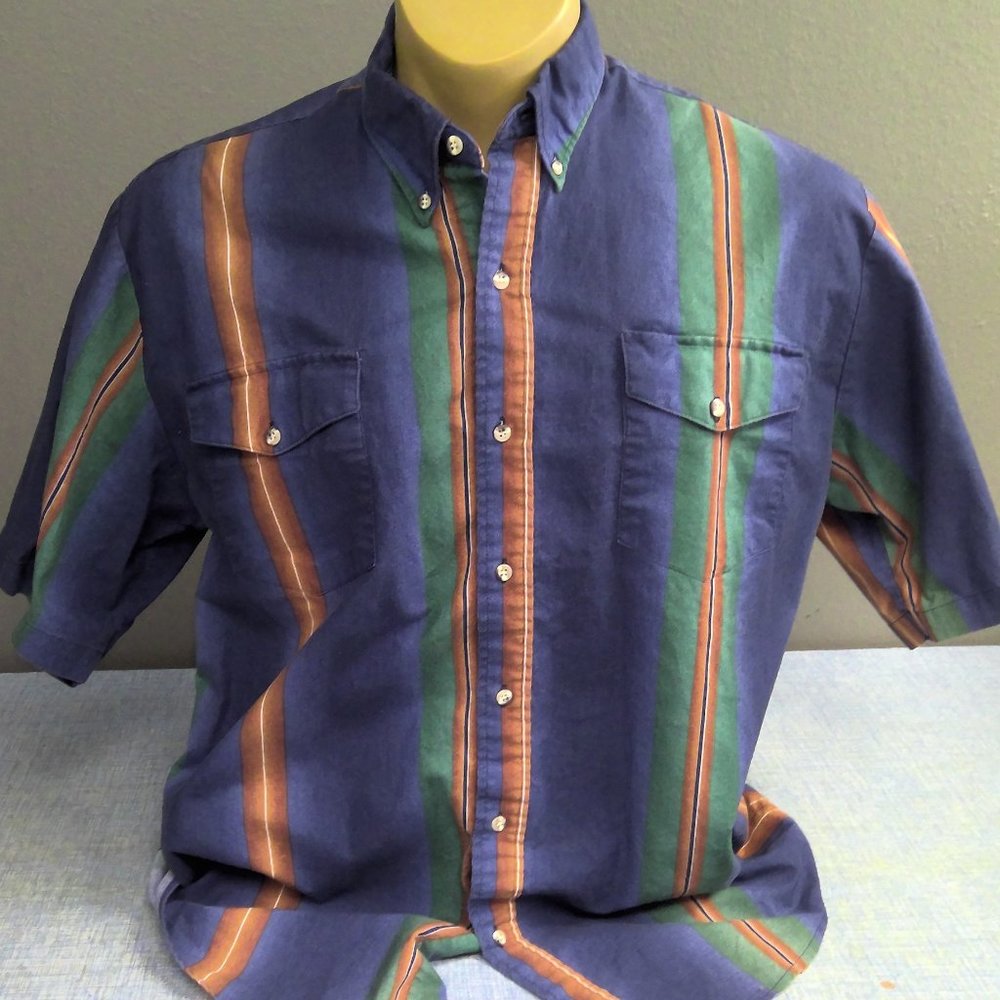 Cowboys Turtle Button Up Short Sleeve Work Outdoors Shirt Check Men's Large